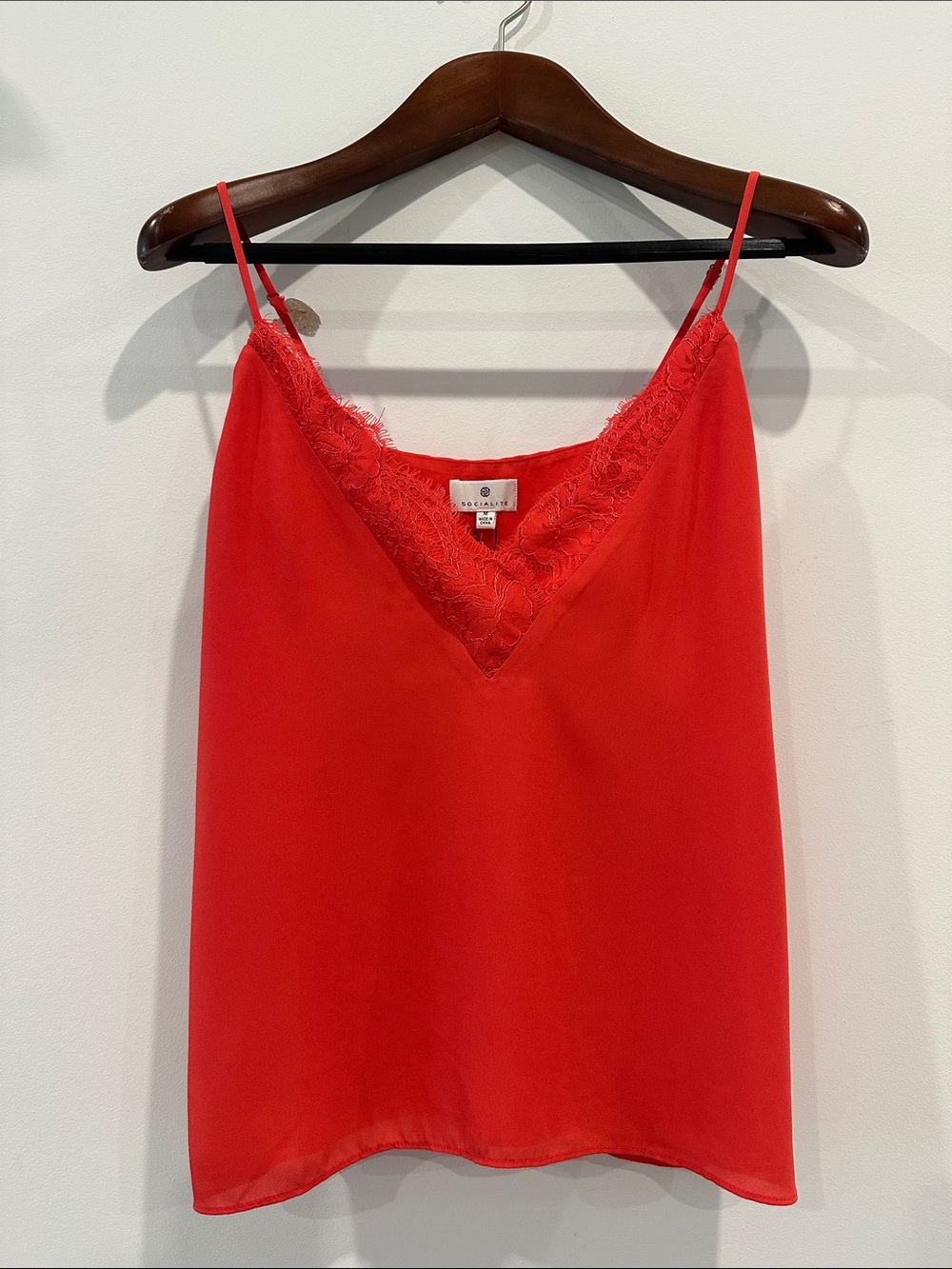 Socialite Red Lace-Trim Camisole